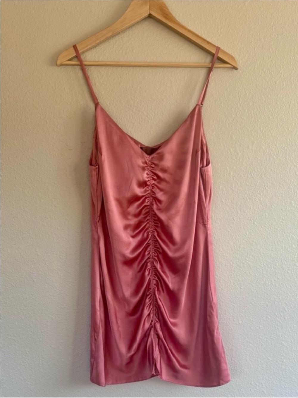 Silk Ruched Slip Dress